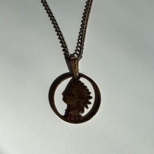 Indian Head Cut Out Penny Pendant‎ Necklace